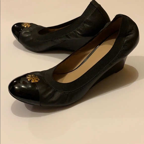 Tory Burch Logo Wedges, black Sz 9.5 - Picture 4 of 4